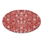 Flowers Pattern Collage in Coral an White Colors Magnet (Oval) Front