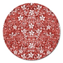 Flowers Pattern Collage In Coral An White Colors Magnet 5  (round) by dflcprints