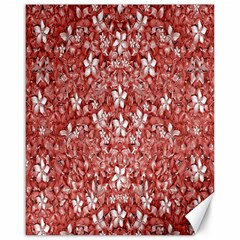 Flowers Pattern Collage In Coral An White Colors Canvas 16  X 20  (unframed) by dflcprints