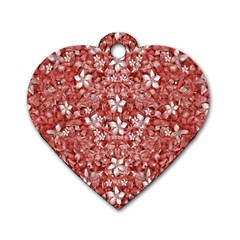 Flowers Pattern Collage In Coral An White Colors Dog Tag Heart (two Sided) by dflcprints