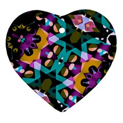 Digital Futuristic Geometric Pattern Heart Ornament by dflcprints