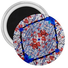 Floral Pattern Digital Collage 3  Button Magnet by dflcprints