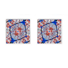 Floral Pattern Digital Collage Cufflinks (square)