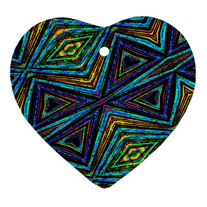 Tribal Style Colorful Geometric Pattern Heart Ornament