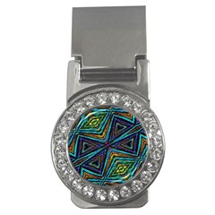 Tribal Style Colorful Geometric Pattern Money Clip (CZ)