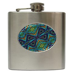 Tribal Style Colorful Geometric Pattern Hip Flask by dflcprints