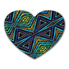 Tribal Style Colorful Geometric Pattern Mouse Pad (heart) by dflcprints