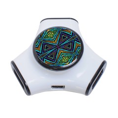 Tribal Style Colorful Geometric Pattern 3 Port USB Hub