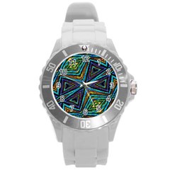 Tribal Style Colorful Geometric Pattern Plastic Sport Watch (Large)