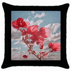 Flowers In The Sky Black Throw Pillow Case by dflcprints