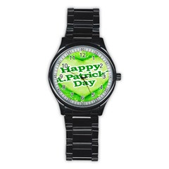 Unique Happy St  Patrick s Day Design Sport Metal Watch (black) by dflcprints