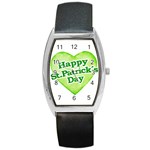 Happy St Patricks Day Design Tonneau Leather Watch Front