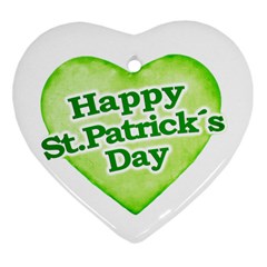 Happy St Patricks Day Design Heart Ornament (two Sides) by dflcprints