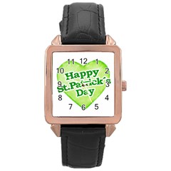 Happy St Patricks Day Design Rose Gold Leather Watch  by dflcprints