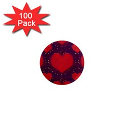 Galaxy Hearts Grunge Style Pattern 1  Mini Button Magnet (100 Pack) by dflcprints