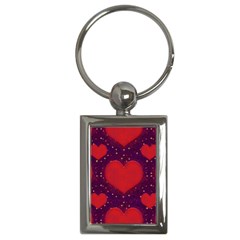 Galaxy Hearts Grunge Style Pattern Key Chain (rectangle) by dflcprints