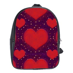 Galaxy Hearts Grunge Style Pattern School Bag (large) by dflcprints