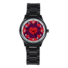 Galaxy Hearts Grunge Style Pattern Sport Metal Watch (black) by dflcprints