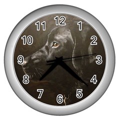 Black Lab Wall Clock (silver) by LabsandRetrievers