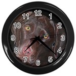 Inquisitive Chocolate Lab Wall Clock (Black) Front