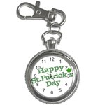 Happy St Patricks Text With Clover Graphic Key Chain Watch Front