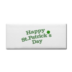 Happy St Patricks Text With Clover Graphic Hand Towel by dflcprints