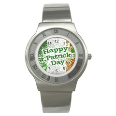 Happy St  Patricks Day Grunge Style Design Stainless Steel Watch (slim) by dflcprints