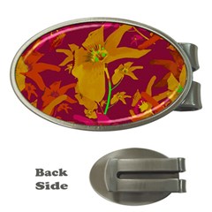 Tropical Hawaiian Style Lilies Collage Money Clip (oval) by dflcprints