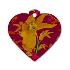Tropical Hawaiian Style Lilies Collage Dog Tag Heart (two Sided) by dflcprints
