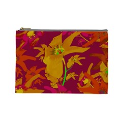 Tropical Hawaiian Style Lilies Collage Cosmetic Bag (large) by dflcprints