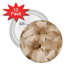Elegant Floral Pattern In Light Beige Tones 2 25  Button (10 Pack) by dflcprints