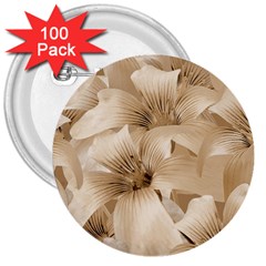 Elegant Floral Pattern In Light Beige Tones 3  Button (100 Pack) by dflcprints