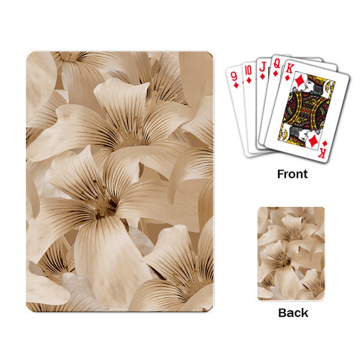 Elegant Floral Pattern in Light Beige Tones Playing Cards Single Design