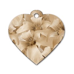 Elegant Floral Pattern In Light Beige Tones Dog Tag Heart (one Sided)  by dflcprints