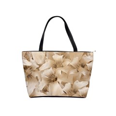 Elegant Floral Pattern In Light Beige Tones Large Shoulder Bag by dflcprints