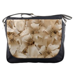 Elegant Floral Pattern In Light Beige Tones Messenger Bag by dflcprints