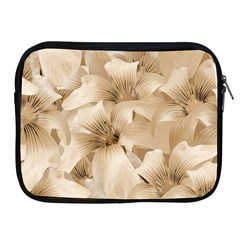 Elegant Floral Pattern In Light Beige Tones Apple Ipad Zippered Sleeve by dflcprints