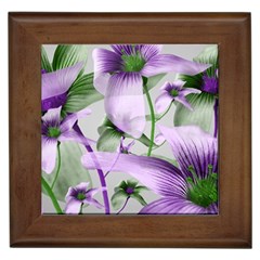 Lilies Collage Art In Green And Violet Colors Framed Ceramic Tile by dflcprints
