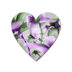 Lilies Collage Art In Green And Violet Colors Magnet (heart) by dflcprints