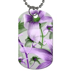 Lilies Collage Art In Green And Violet Colors Dog Tag (one Sided) by dflcprints