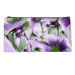 Lilies Collage Art In Green And Violet Colors Pencil Case by dflcprints