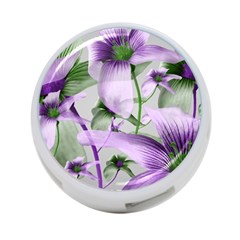 Lilies Collage Art In Green And Violet Colors 4-port Usb Hub (one Side) by dflcprints