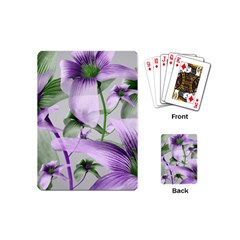 Lilies Collage Art In Green And Violet Colors Playing Cards (mini) by dflcprints