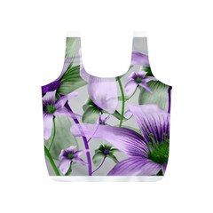 Lilies Collage Art In Green And Violet Colors Reusable Bag (s) by dflcprints