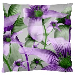 Lilies Collage Art In Green And Violet Colors Large Flano Cushion Case (one Side) by dflcprints