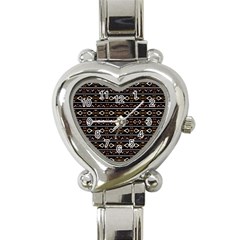 Tribal Dark Geometric Pattern03 Heart Italian Charm Watch  by dflcprints