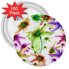 Multicolored Floral Print Pattern 3  Button (100 Pack) by dflcprints