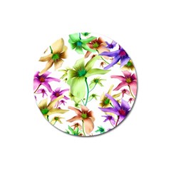 Multicolored Floral Print Pattern Magnet 3  (round) by dflcprints