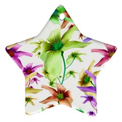 Multicolored Floral Print Pattern Star Ornament (two Sides) by dflcprints