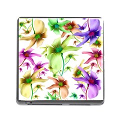 Multicolored Floral Print Pattern Memory Card Reader With Storage (square) by dflcprints